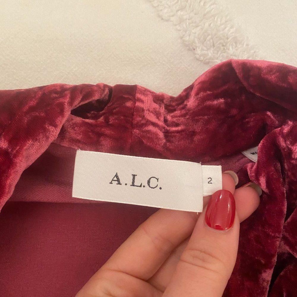 A.L.C. Magenta Velvet Mini Dress - Picture 6 of 10